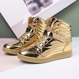 Womens High Top Sneakers with Hidden Wedge Heel Ankle Support 2 Inch Height Incr